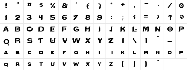 Miracle Regular  glyph index