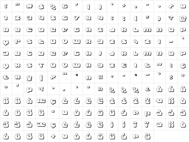 Groovy Smoothie 3D Regular  glyph index