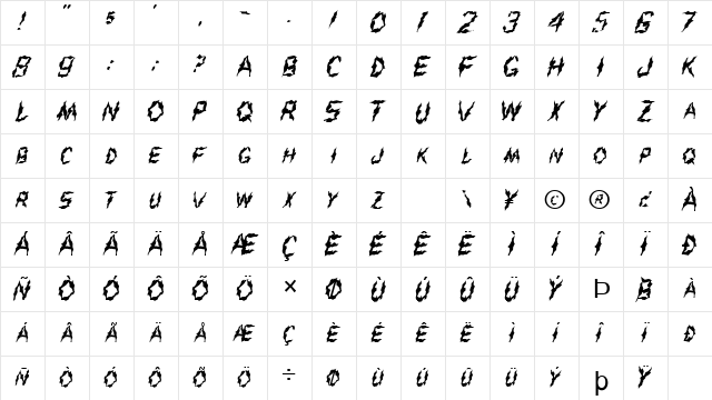 FZ WACKY 43 Normal  glyph index