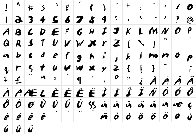 KidTYPEPaint Regular  glyph index