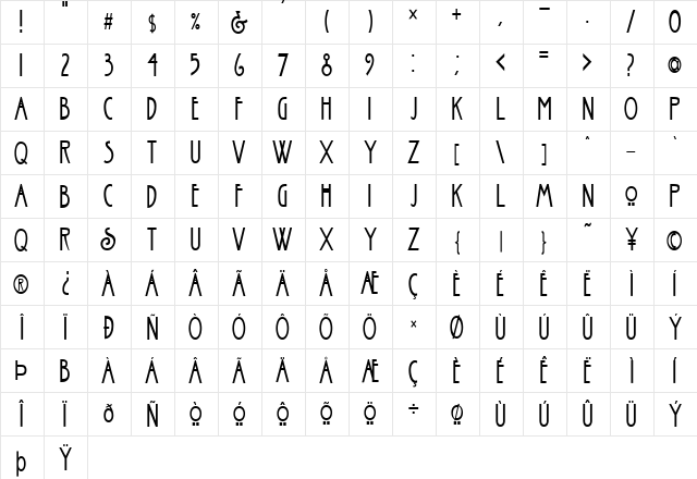 FZ BASIC 30 COND Normal  glyph index
