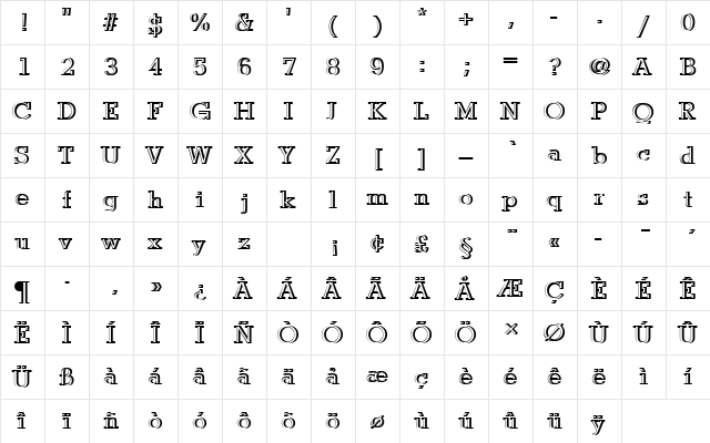 StymieTRegRe1 Regular  glyph index