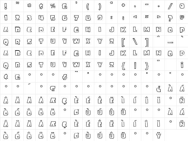 FinkGothic Regular  glyph index