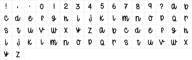 Donut Worry Trial Regular  glyph index