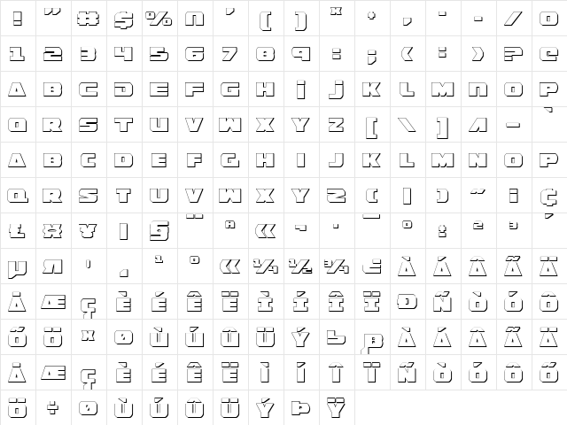 Guardian Shadow Regular  glyph index