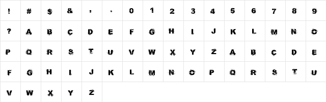 Bang 4 Ya Buck Regular  glyph index