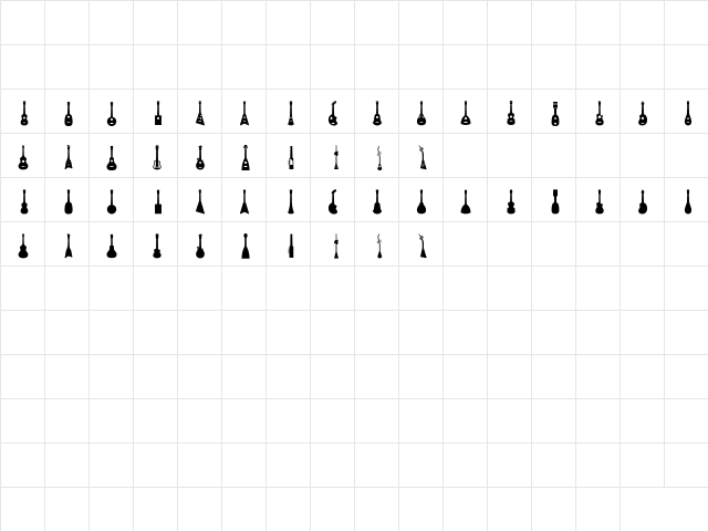 Ukulele Regular  glyph index