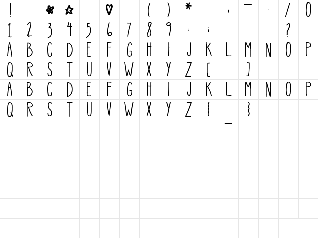 Pea Mystie Caps Regular  glyph index