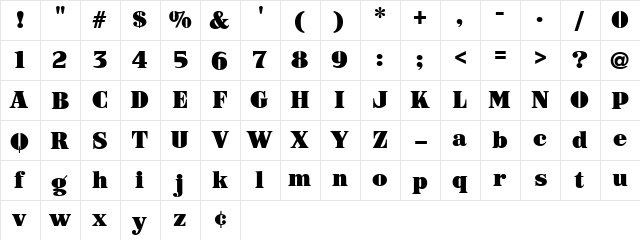 ARB-187 Moderne Caps AUG-47 CAS Regular  glyph index