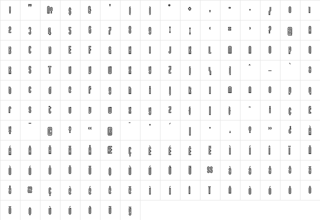 Lusta Regular  glyph index