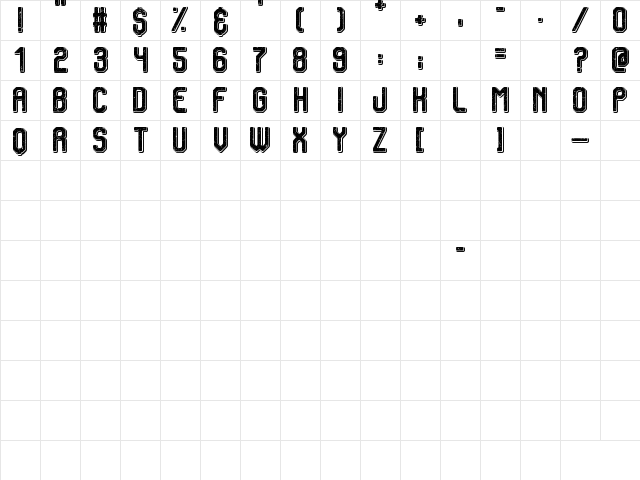 Vintage Warehouse Regular  glyph index
