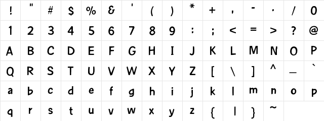 ContempoBoldPKA Regular  glyph index