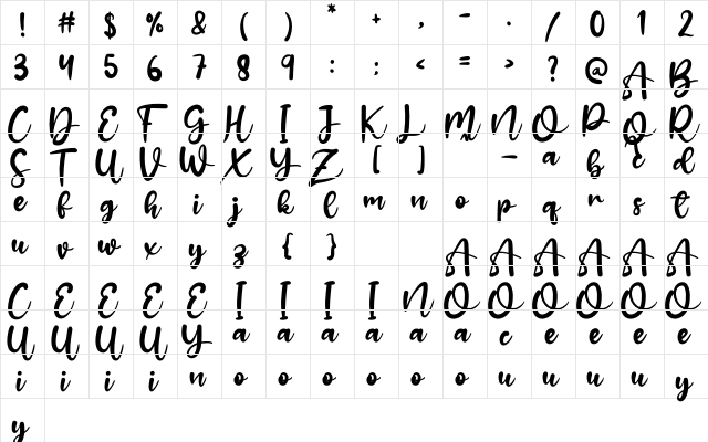 Farmhouse Christmas Regular  glyph index