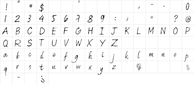 Old Bookshop Regular  glyph index