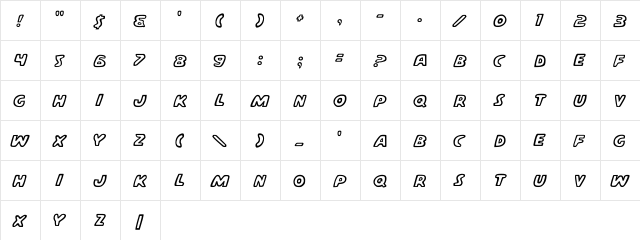 Casper Comics Regular  glyph index