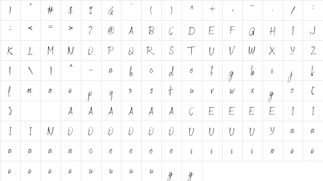 Crusthi Ozaliea Demo Regular  glyph index
