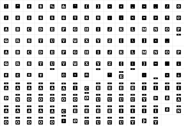 ChildsPlayBlocksSolid Roman  glyph index