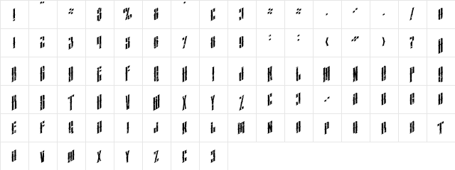 almanac italic grunge Regular  glyph index