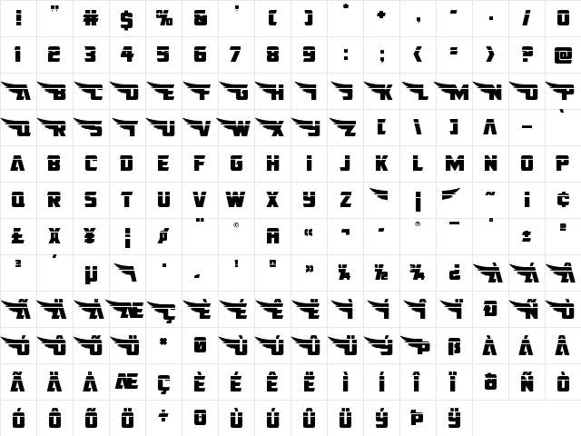 American Kestrel Straight Laser Regular  glyph index