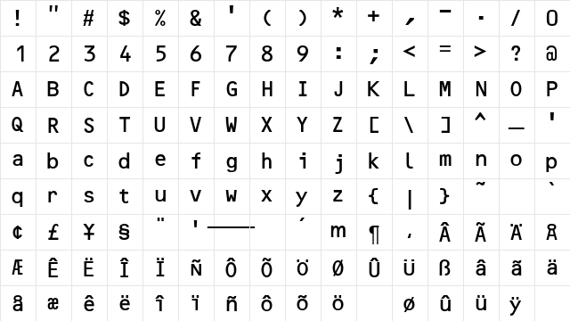 OpticalBDB Normal  glyph index