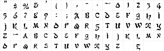 JacamarSSK Regular  glyph index