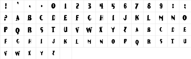 ErosionCondensed Regular  glyph index