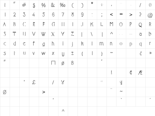 Futts 2 Regular  glyph index