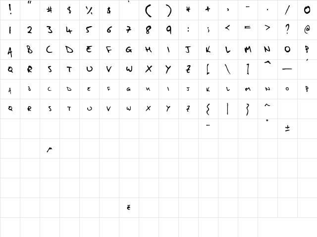 Fiddlesticks Regular  glyph index