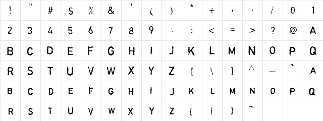 Garbageschrift Thin  glyph index