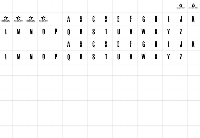 MASTERPLAN Regular  glyph index