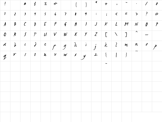 NewWGL4Font Regular  glyph index