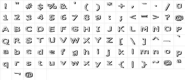 Gazzarelli Regular  glyph index
