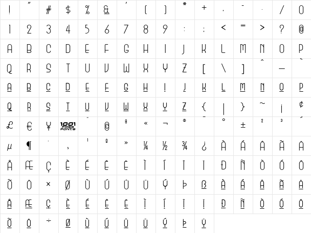 Monicas Salon NF Regular  glyph index