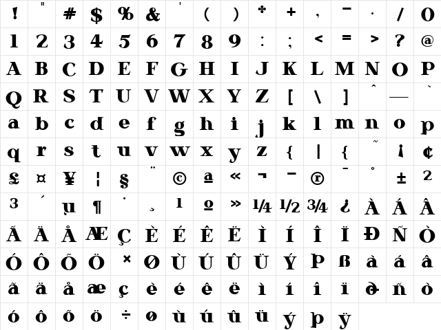 Darcie Regular  glyph index