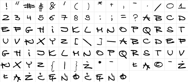 Ekoclean Regular  glyph index