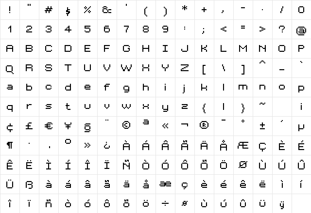 Bit KitWide Regular  glyph index