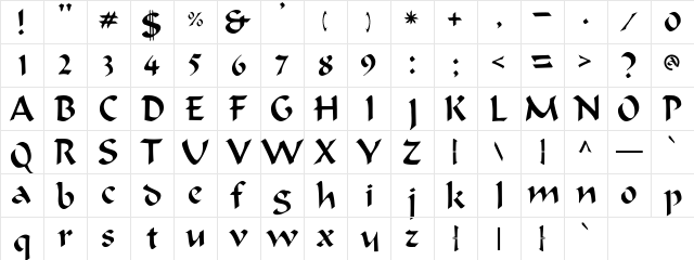 Beanie Regular  glyph index