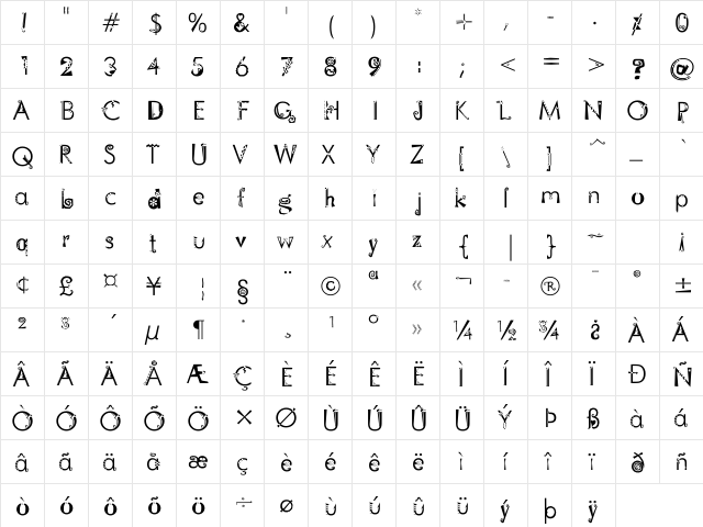 Dare 2 Differ Light  glyph index