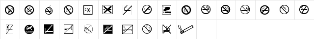 NoSmoking Regular  glyph index