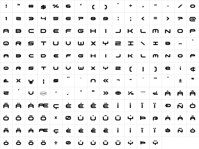 Omni Boy Condensed Condensed  glyph index