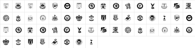 Premier League Regular  glyph index