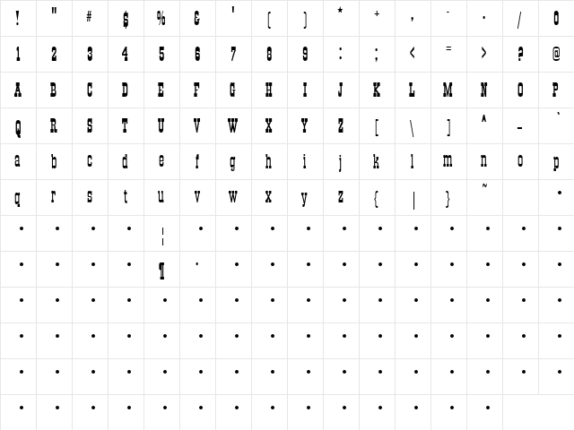 All Night 11 Regular  glyph index