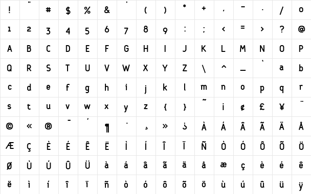 Dubius Normal  glyph index