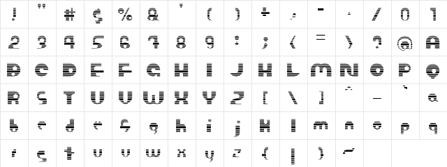 Ombre Regular  glyph index