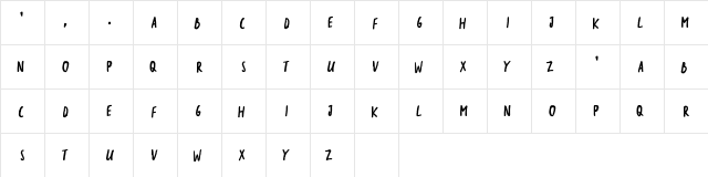 the sarcastic giraffe Bold Regular  glyph index