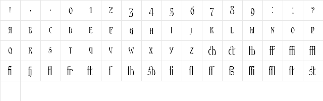 Ambrosia Ligature  glyph index