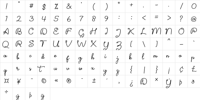 Hello I'am Coming (version 2) Regular  glyph index