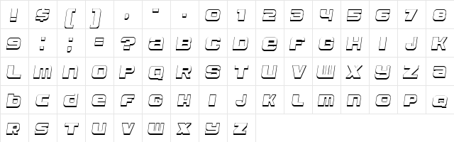 Leprosy 3D Italic  glyph index