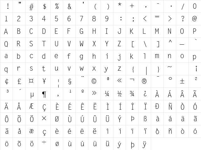 Microfine SSi Normal  glyph index