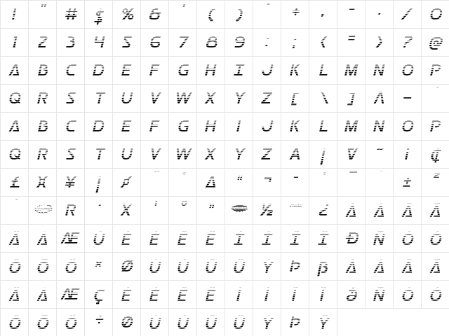Postmaster Gradient Regular  glyph index